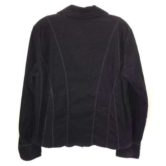 Dressbarn corduroy button down shirt/light jacket, black with brass buttons - Picture 4 of 9